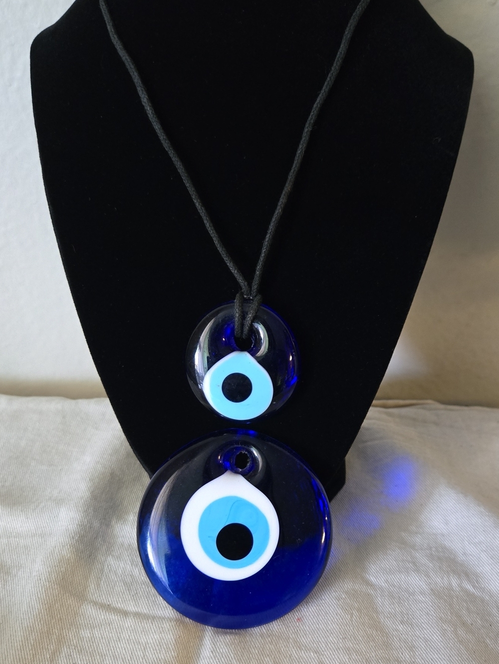 Evil Eye Pendant Necklace Set 2 Interchangeable Glass Pendants Blue